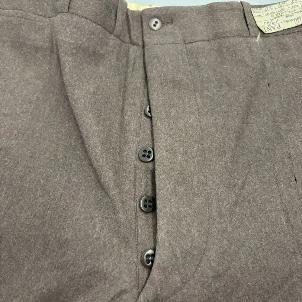 NOS Vintage 50s Brown Wool Buttonfly Trousers 36x27